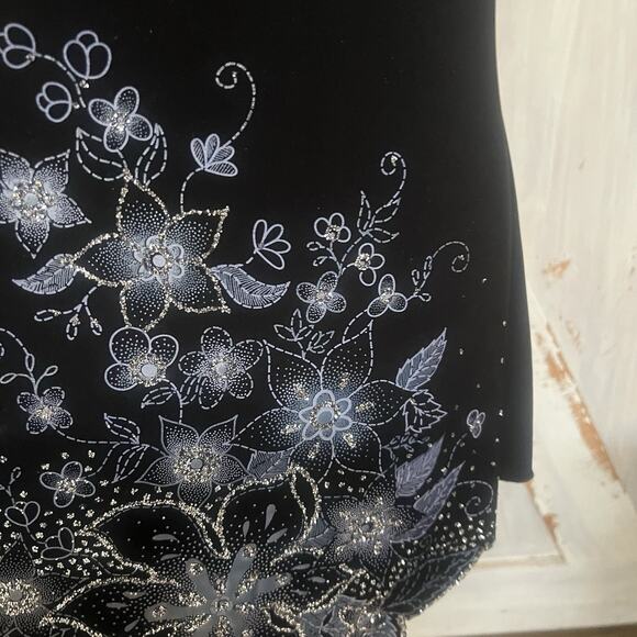 Libian USA Y2K Whimsygoth Sparkly Floral Print Mini Dress Black Size Large Fairy - Picture 8 of 11